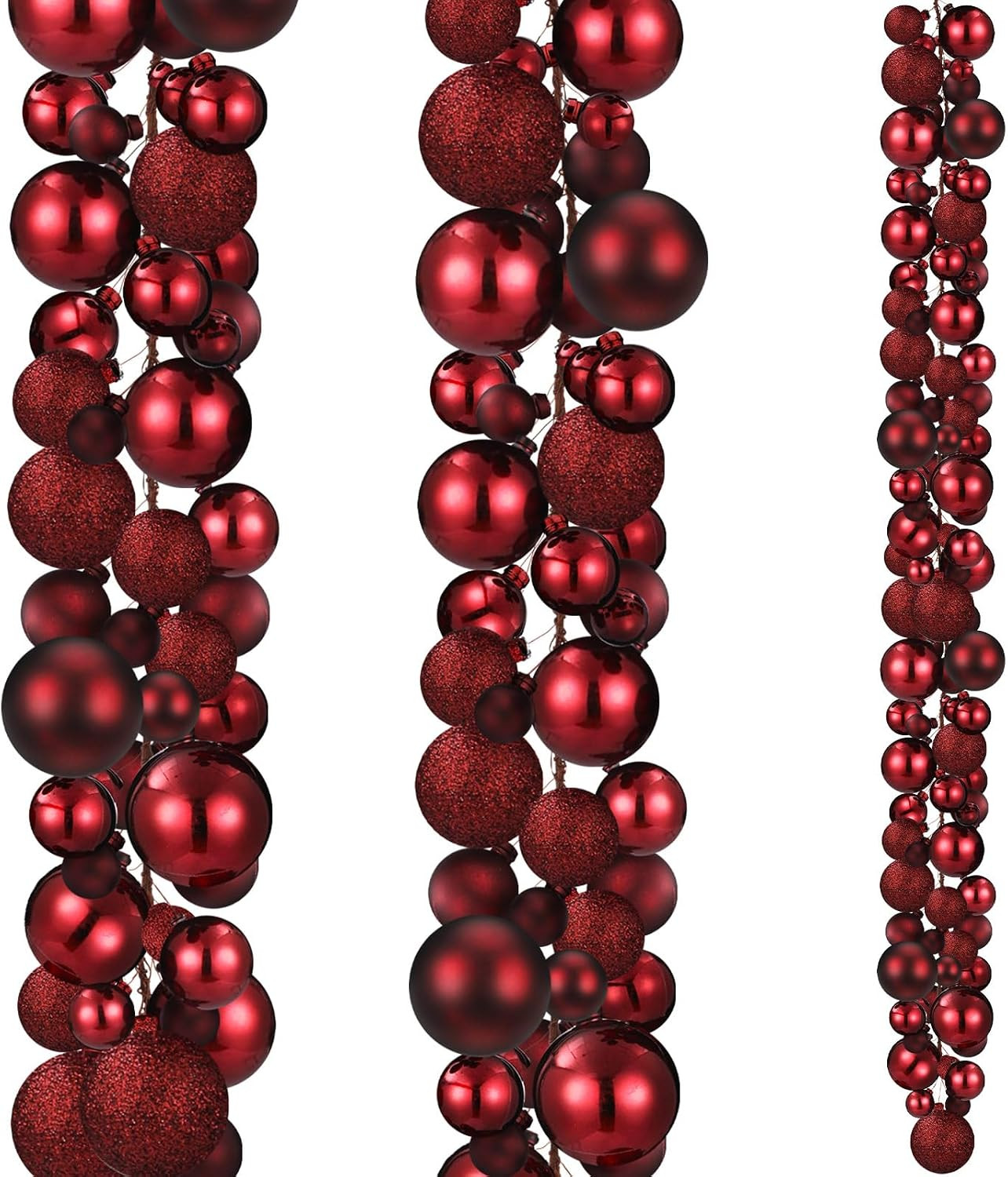 2 Pcs 9 ft Christmas Ball Ornament Garland, Burgundy | Amazon (US)