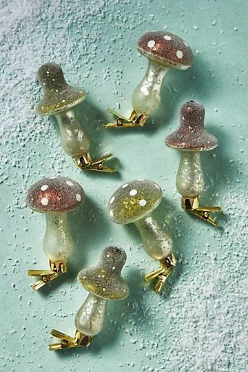 Mushroom Clip Ornaments, Set of 6 | Anthropologie (US)