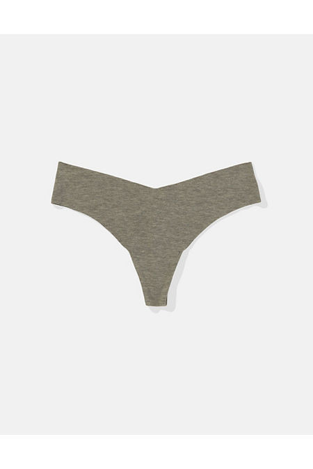 Superchill No Show Cotton Thong Underwear Women's Dark Heather Gray XXS | Aerie