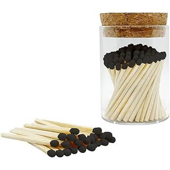 2" Black Matches in a Chic Jar + Striker Stickers Included | 100 Bold Black Tip Decorative Safety... | Amazon (US)