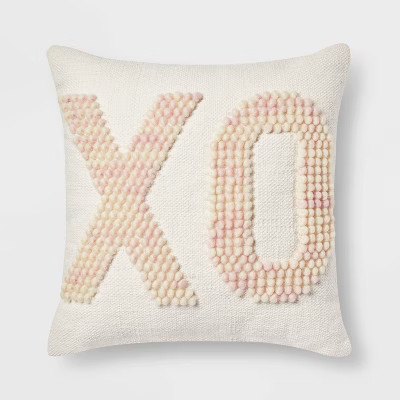 XO' Valentine's Day Square Throw Pillow White/Blush - Threshold™ | Target