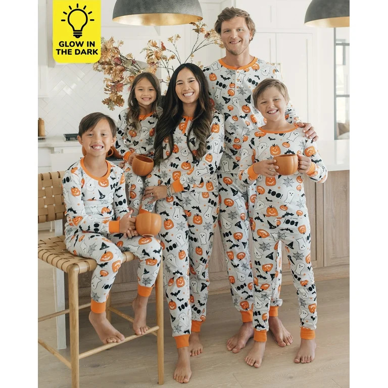 The Children's Place Kid's Long Sleeve Mini Boos Glow-in-Dark Pajamas, Sizes 4-16 | Walmart (US)