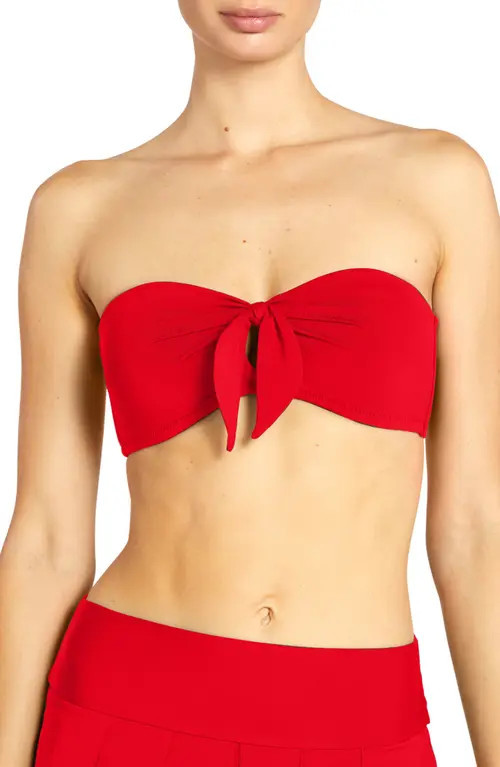 Robin Piccone Ava Knot Front Strapless Bikini Top in Fiery Red at Nordstrom, Size Small | Nordstrom