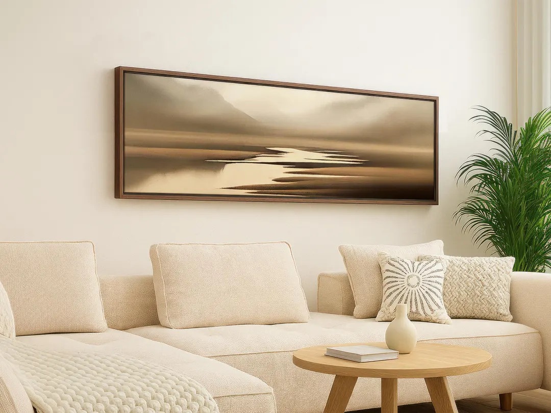 Entryway Statement Artwork, Long Horizontal Wall Art for Above Sofa, Minimalist Zen Decor, Neutra... | Etsy (Global)