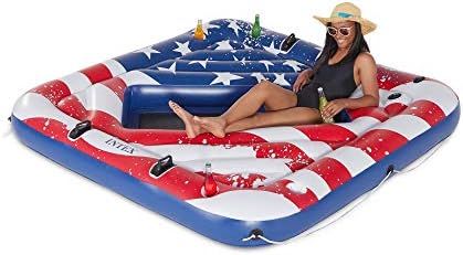 Intex American Flag Inflatable 2 Person Pool Tube Float with Cup Holders | Amazon (US)