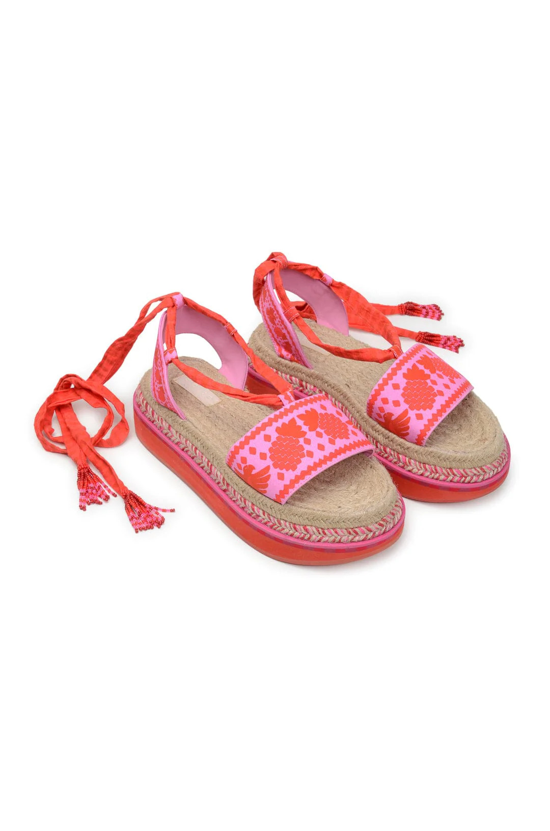 Red Jungle Scarf Espadrille Flatform Sandal | FarmRio (US)