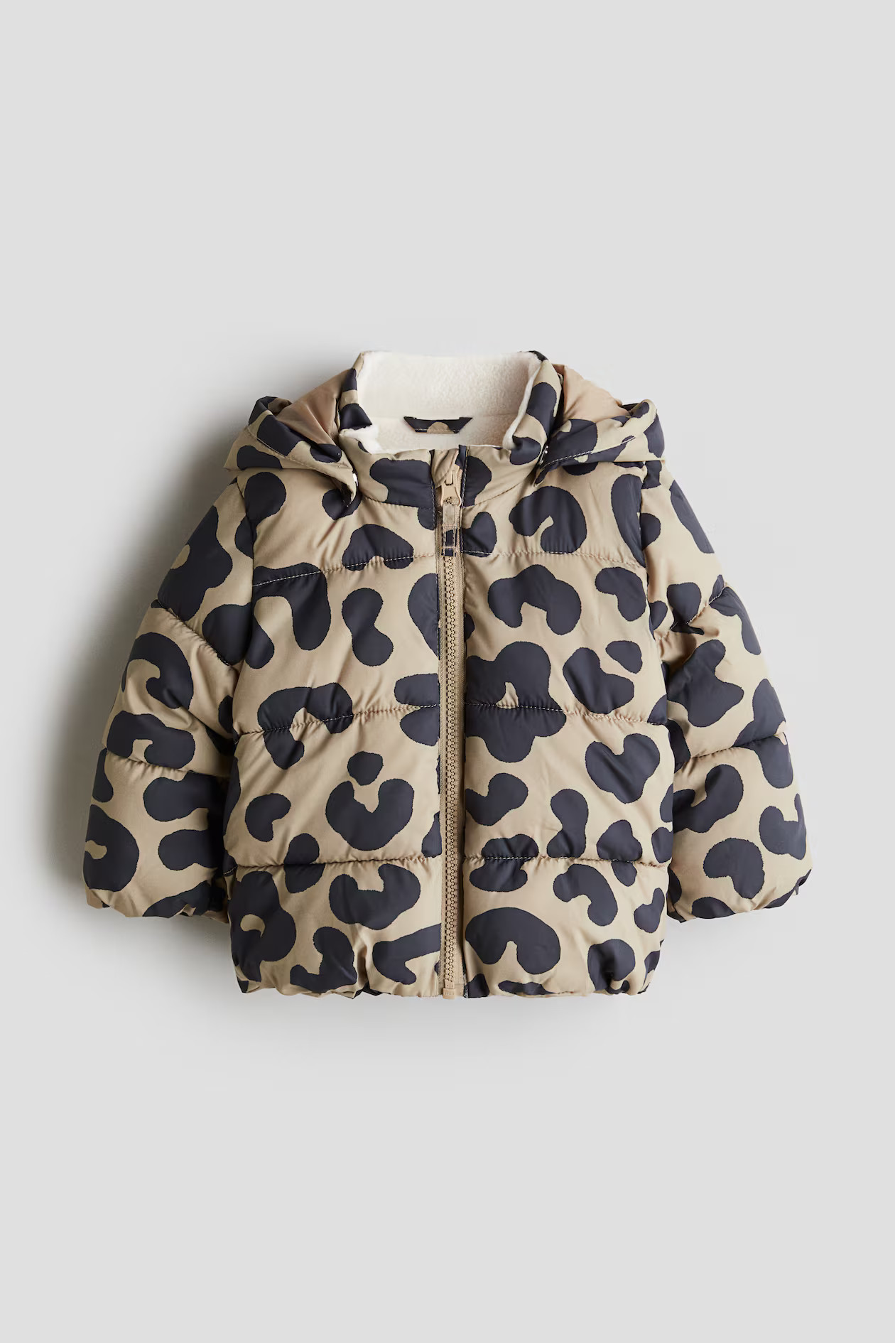 Water-Repellent Puffer Jacket - Beige/leopard print - Kids | H&M US | H&M (US + CA)