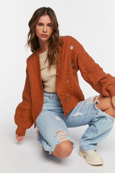 Floral Embroidered Cardigan Sweater | Forever 21 (US)