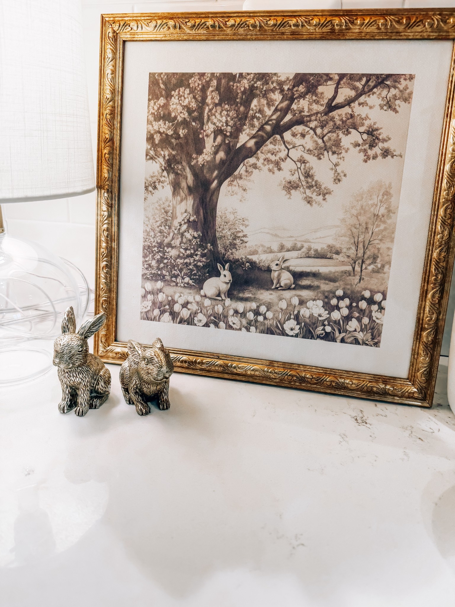 The prettiest artwork for Easter and under $10 !!! 🐰 The little gold bunnies are from the Target dollar section! 🥰

Easter decor, Walmart, my texas house, Easter decorations 

#LTKSeasonal #LTKHome