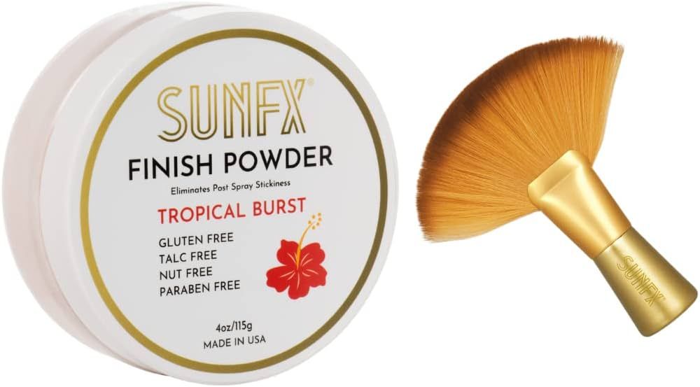 SunFX Post Spray Finish Powder 4oz & Professional Salon Large Fan Brush Combo | Amazon (US)