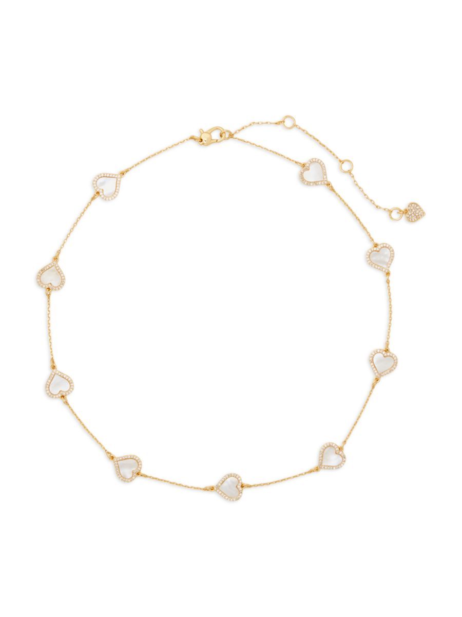 kate spade new york Take A Heart Goldtone Mother-Of-Pearl & Cubic Zirconia Scatter Necklace | Saks Fifth Avenue