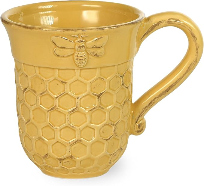 Boston International Embossed Ceramic Coffee Mug/Cup, 13-Ounces, Honeycomb | Amazon (US)