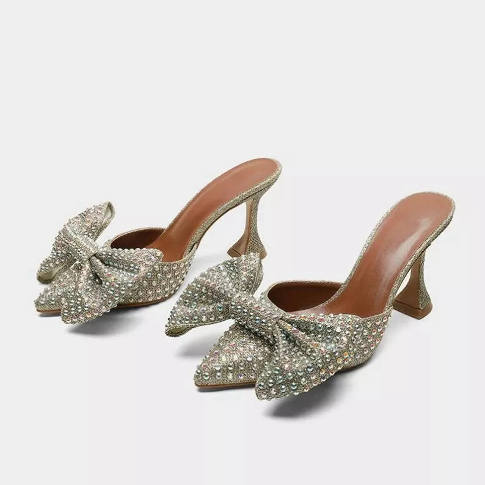 Rhinestone Shiny Glitter Bow Heels Red Blue Green Pumps | Etsy | Etsy (US)