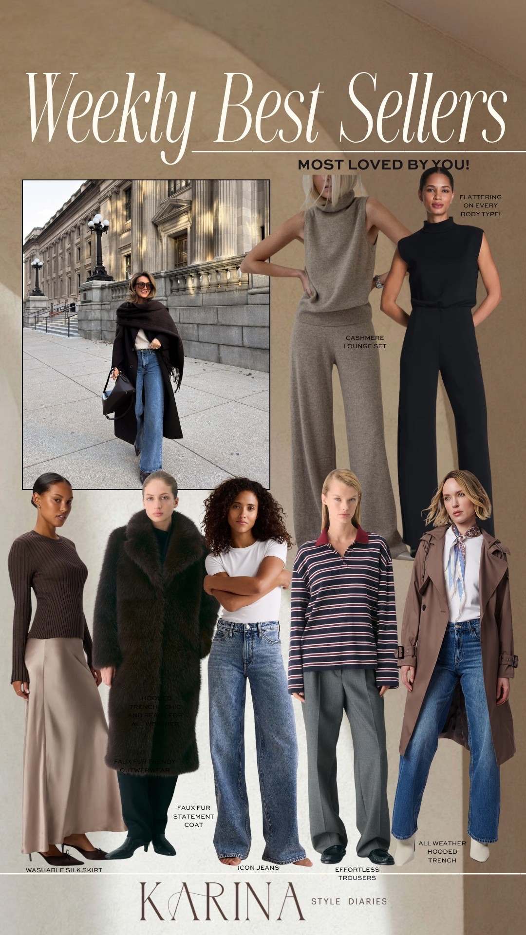 This week’s most loved by you!❤️

Hooded trench coat, faux fur coat, silk skirt, icon wide leg jeans, effortless trousers, mockneck jumpsuit and cashmere lounge set

#LTKootd #LTKHoliday #LTKTravel