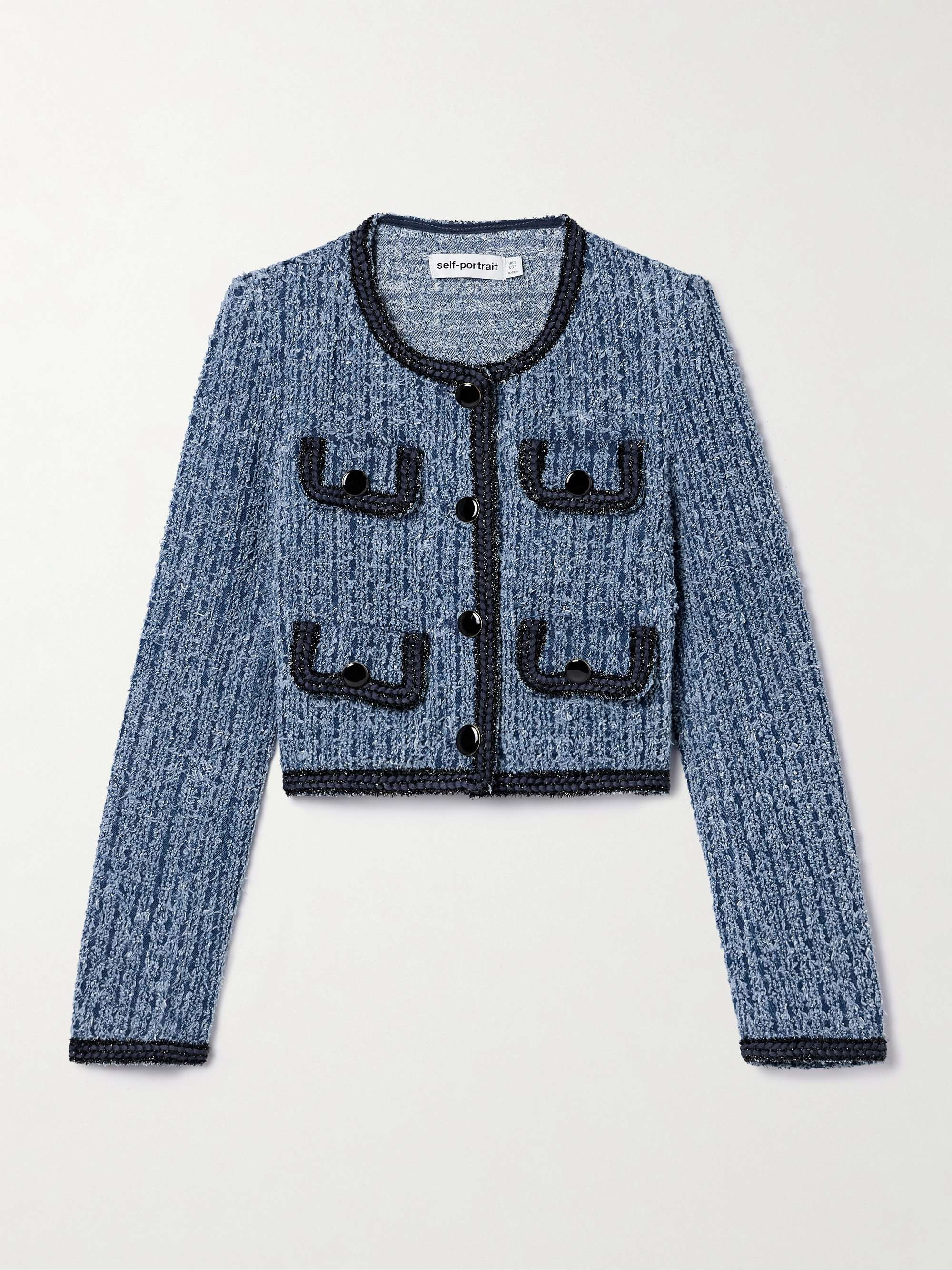 Cropped denim-tweed jacket | NET-A-PORTER (US)