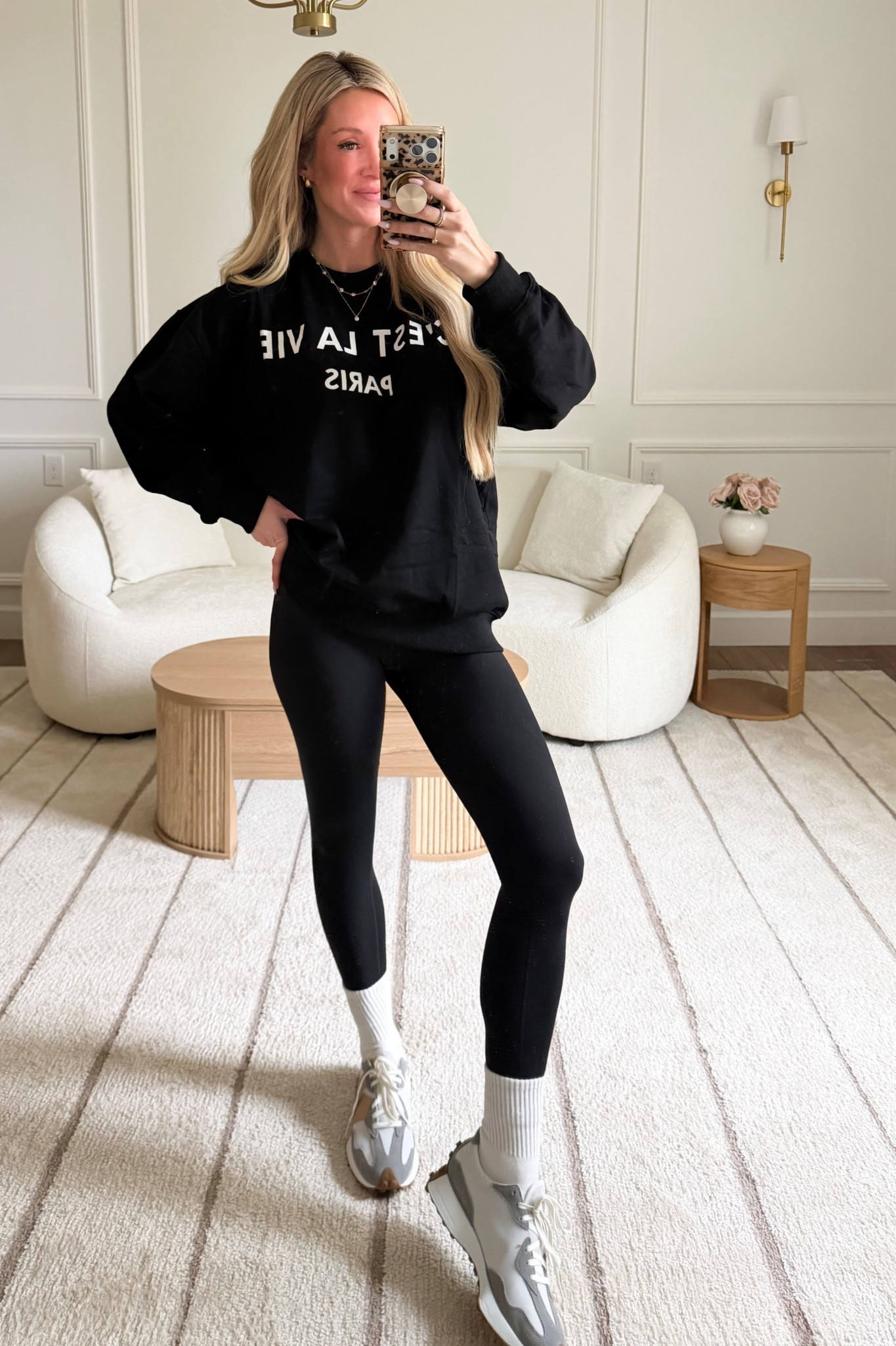 Love this look for lounging around the house or running errands!

Style, style guide, everyday look, outfit inspo, black outfit, sweatshirt, leggings, white socks, sneakers, Sunday errands, fashion finds, winter outfit

#LTKootd #LTKSeasonal #LTKmomlife