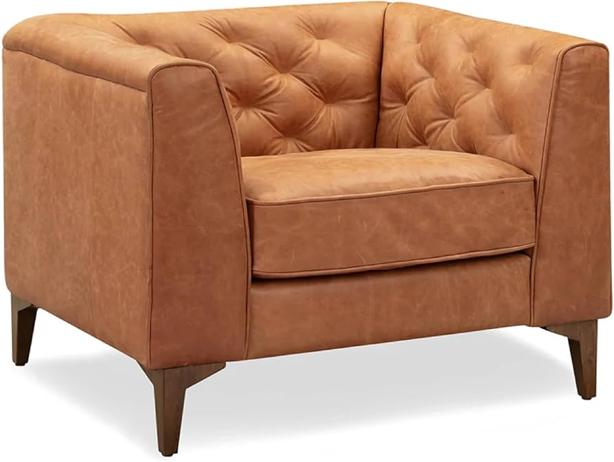POLY & BARK Essex 40" Lounge Chair – Full-Grain Pure-Aniline Italian Leather, Tufted Back & Arm... | Amazon (US)