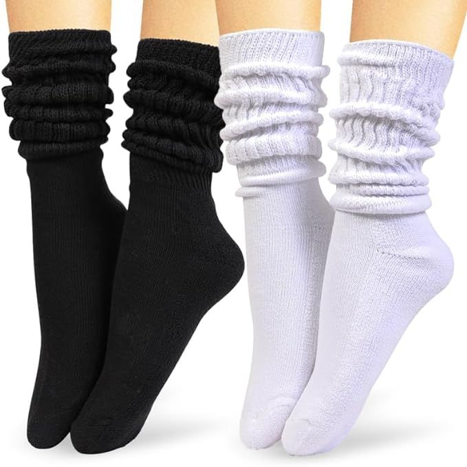 HOT FEET Slouch Socks for Women 2 Pairs and Girls 6 Pairs - Colorful and Fun Scrunch Socks, 80s 9... | Amazon (US)