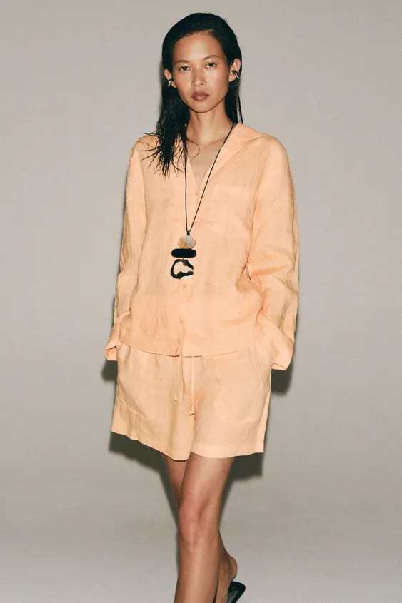 ZW COLLECTION LINEN SHIRT WITH POCKET | Zara UK