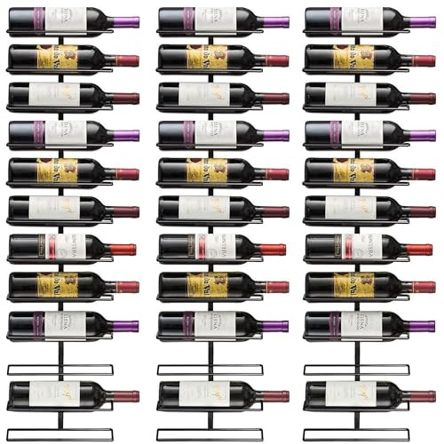 Sorbus Wall Mounted Wine Rack, Metal Bottle Rack (12 Bottle, 3 Pack) | Amazon (US)