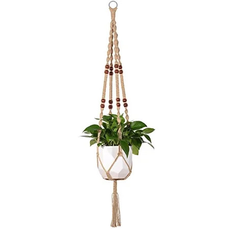 Jute Rope with Beads Macrame Plant Hanger - Great for Indoor & Outdoor Use | Walmart (US)