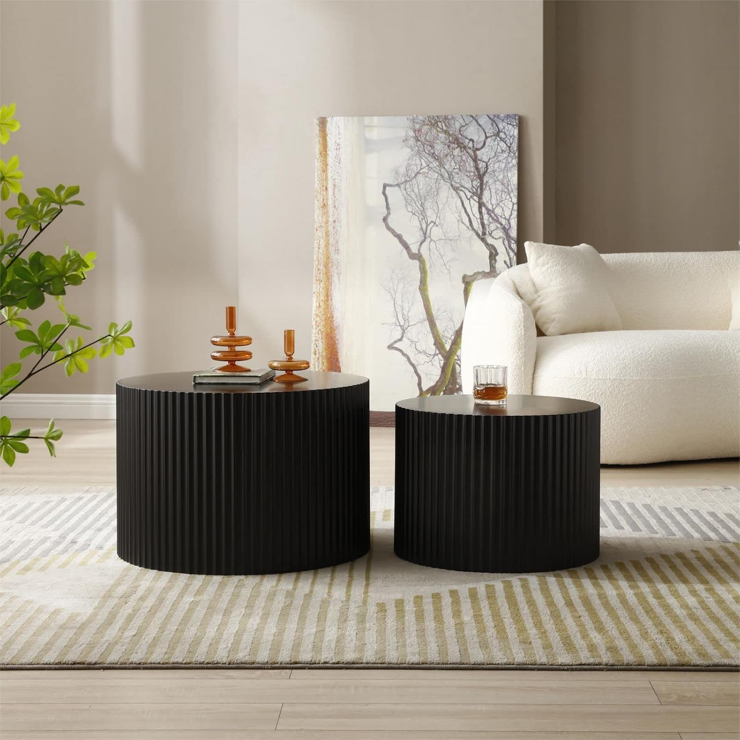 KEVINSPACE Round Coffee Table Set of 2 Nesting Coffee Table Modern for Living Room, Round End Tab... | Amazon (US)