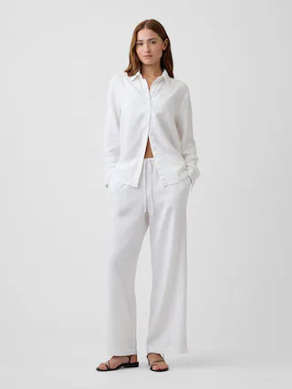 Relaxed Linen-Blend Wide-Leg Pants | Gap Factory