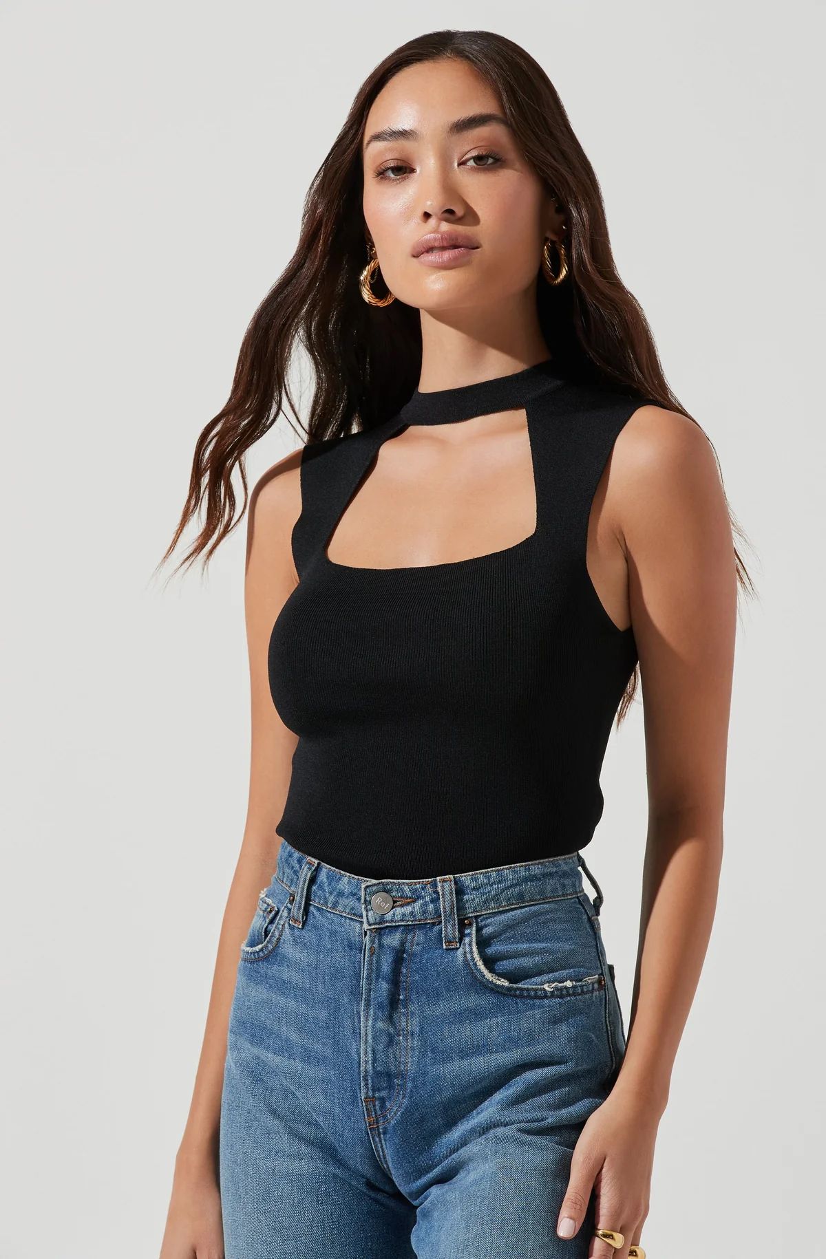 Justine Ribbed Knit Cutout Sleeveless Top | ASTR The Label (US)