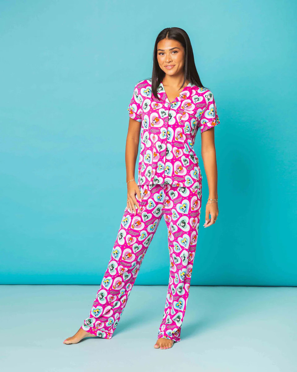 The Powerpuff Girls™ Women's Short Sleeve Collar Shirt & Pants Set | Bums & Roses