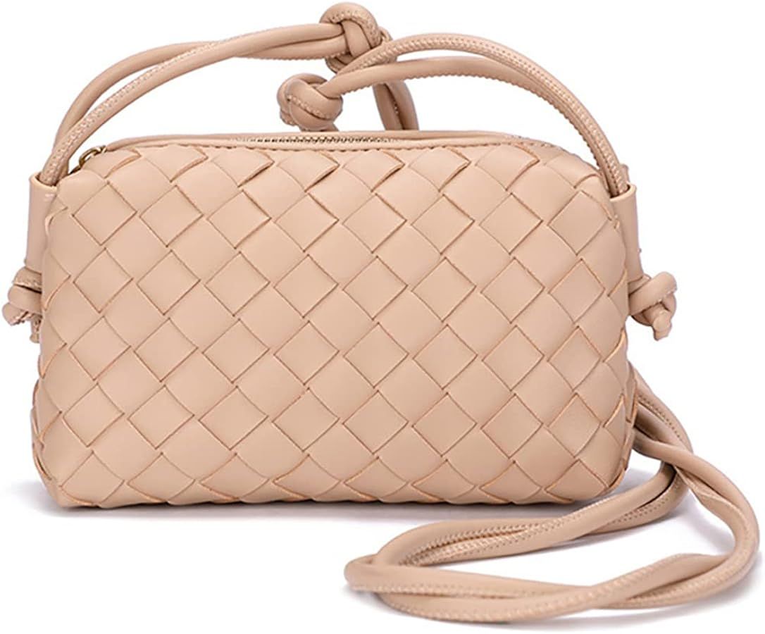 Woven Crossbody Bags for Women，Fashion Leather Lightweight Handbags Shoulder Bag Phone Purse La... | Amazon (US)