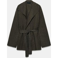 Zara - Belted Cardigan - Brown / Taupe - L - Woman | Zara UK