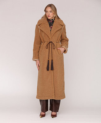 Avec Les Filles Women's Long Sleeve Sherpa Oversized Belted Coat - Macy's | Macy's