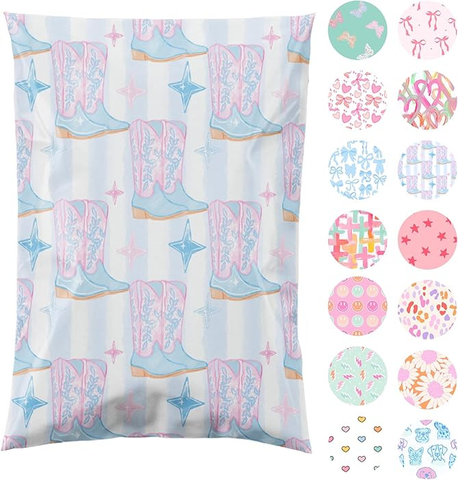 14.5x19 Designer Poly Mailer 100 Pack Heavy Duty Waterproof Self Seal Shipping Bags for Small Bus... | Amazon (US)