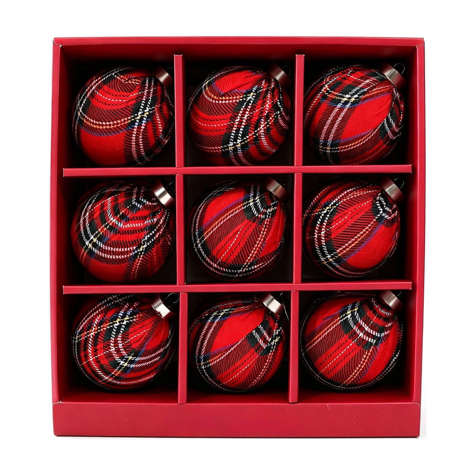 9‑Piece Plaid Christmas Ball Ornament Set, Fabric‑Wrapped Shatterproof Baubles, Vintage Tartan Hanging Decorations, Gift‑Boxed Holiday Ornaments for Xmas Tree Wreath & Home Seasonal Decor - Walmart.com | Walmart (US)