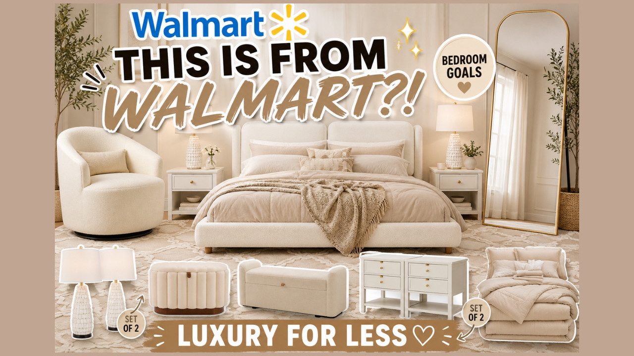 Walmart Bedroom Makeover Ideas 🤍 Affordable Luxury Bedroom Finds

If you're dreaming of a cozy, luxurious bedroom without spending thousands, these Walmart finds are absolutely stunning!
Today I'm sharing a beautiful collection of neutral bedroom furniture and décor featuring a boucle bed, velvet accent chair, storage bench, washable area rug, farmhouse nightstands, statement mirror, and gorgeous lighting that create a designer-inspired space on a budget.
Whether you're furnishing a new bedroom or refreshing your current space, these affordable luxury finds bring warmth, texture, and elegance to any room.
✨ Featured Finds:
• Orion Modern Queen Boucle Platform Bed • Nefoso Washable Area Rug • Better Homes & Gardens Lillian Velvet Ottoman • Antok Gold Full Length Mirror • US Pride Velvet Swivel Accent Chair • Catami 7-Piece Comforter Set • Better Homes & Gardens Springwood Storage Bench • EYYTHUNG Farmhouse Nightstands • 360 Lighting Coastal Lamp Set

Shop all of my favorites through my Walmart Storefront, LTK, and ShopMy below!

🛍️ Shop my Walmart Storefront:



🛍️ Shop my ShopMy:
https://shopmy.us/shop/collections/5607078


🛍️ Shop my LTK:


#WalmartHome
#BedroomMakeover
#NeutralBedroom
#BedroomDecor
#AffordableLuxury
#HomeDecorIdeas
#ModernOrganic
#WalmartFinds
#BedroomInspiration
#CozyBedroom
#BoucleBed
#InteriorDesign
#HomeStyling
#Over50AndChic
#LTKCreator


walmart bedroom furniture, bedroom makeover, neutral bedroom decor, boucle bed, affordable luxury bedroom, walmart home decor, modern organic bedroom, bedroom inspiration, beige bedroom ideas, cozy bedroom decor, washable area rug, farmhouse nightstand, gold floor mirror, velvet swivel chair, bedroom styling ideas, oatmeal bedding, interior design inspiration, luxury bedroom on a budget, walmart finds, home decor ideas 

 #LTKxAbercrombie #LTKOver40 #LTKHome