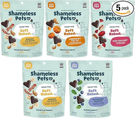 Shameless Pets Soft-Baked Dog Treats, Variety 5-Pack - Natural & Healthy Dog Chews for Small, Med... | Amazon (US)