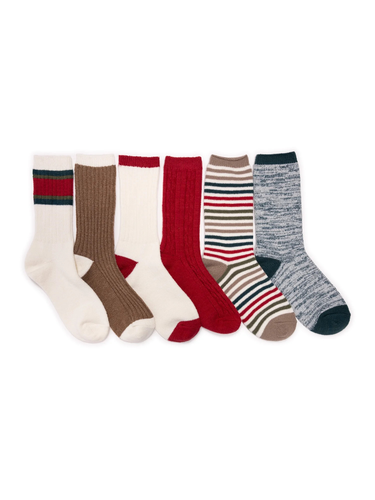 MUK LUKS Women's Fluffy Dream Crew Boot Socks, 6-Pack, OSFM | Walmart (US)