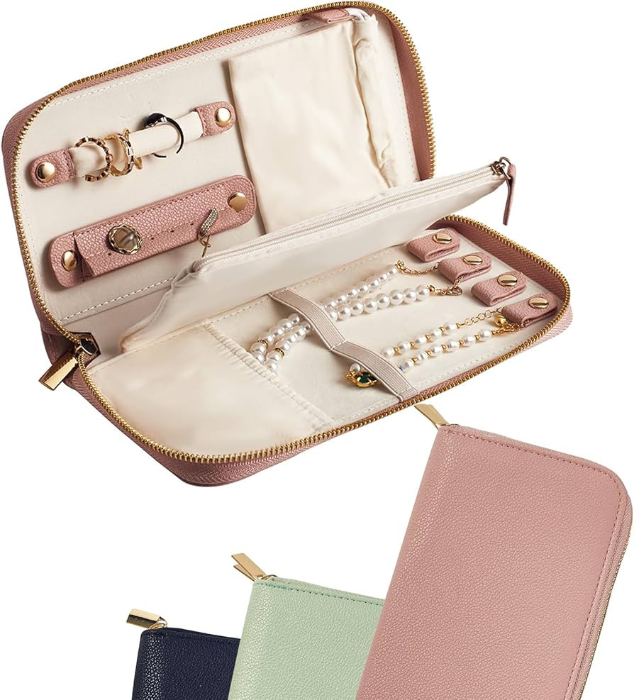 Travel Jewelry Organizer Case - for Tangle-Free Necklaces, Earrings, Rings, Bracelets Storage, Tr... | Amazon (US)