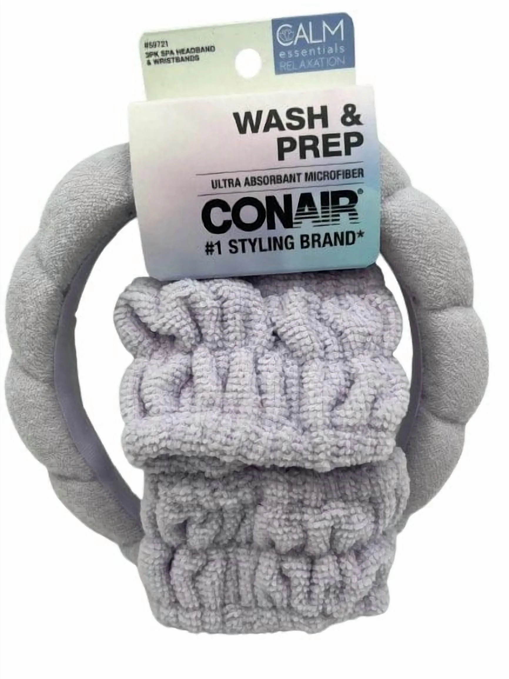 Conair Wash & Prep Head Wrap Spa Headband & Wristbands Absorbent Microfiber | Walmart (US)
