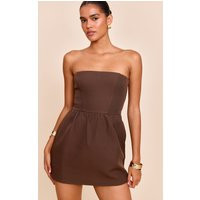 Charcoal Woven Bandeau Pocket Detail Shift Dress | PrettyLittleThing UK