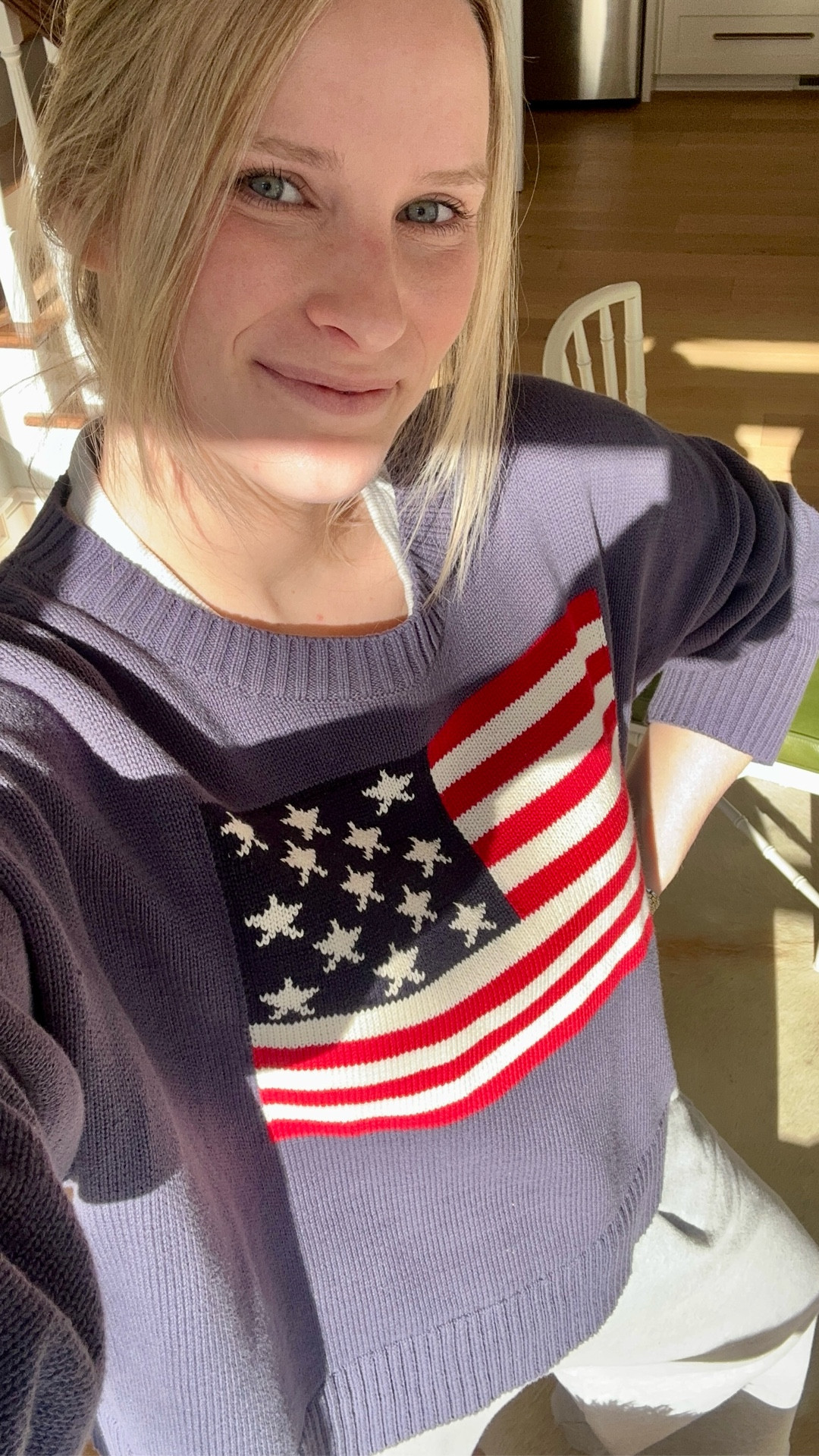 Ootd for a trip to Costco! Super casual and comfy yet put together and timeless. The Old Navy American Flag sweater in Navy was definitely the star of the show but it’s hard to beat the cutest ever sweatpants by Aerie! I own in 3 colors and will be ordering more! I got a medium in the pants and a L in the sweater for an oversized fit  

#LTKFindsUnder50 #LTKMidsize #LTKootd