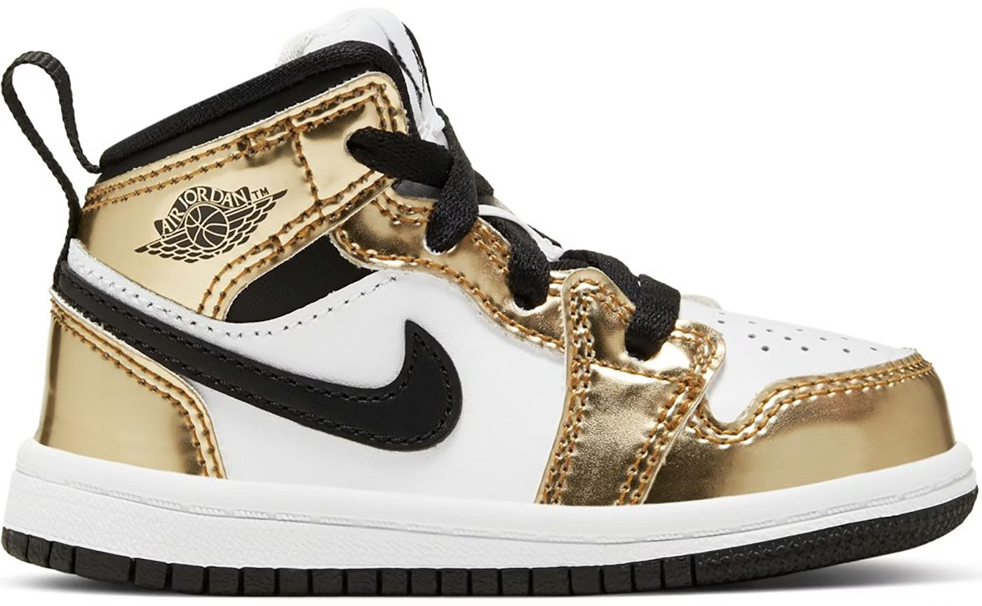 Jordan 1 Mid Metallic Gold Black White (TD) | StockX