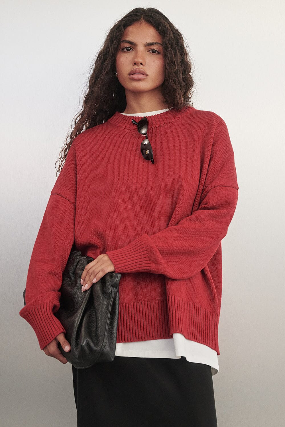 MILA BURNT RED CREW NECK JUMPER | DISSH