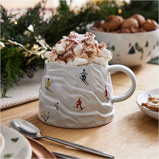 St. Jude Holiday Skiers Stoneware Figural Mug | West Elm (US)