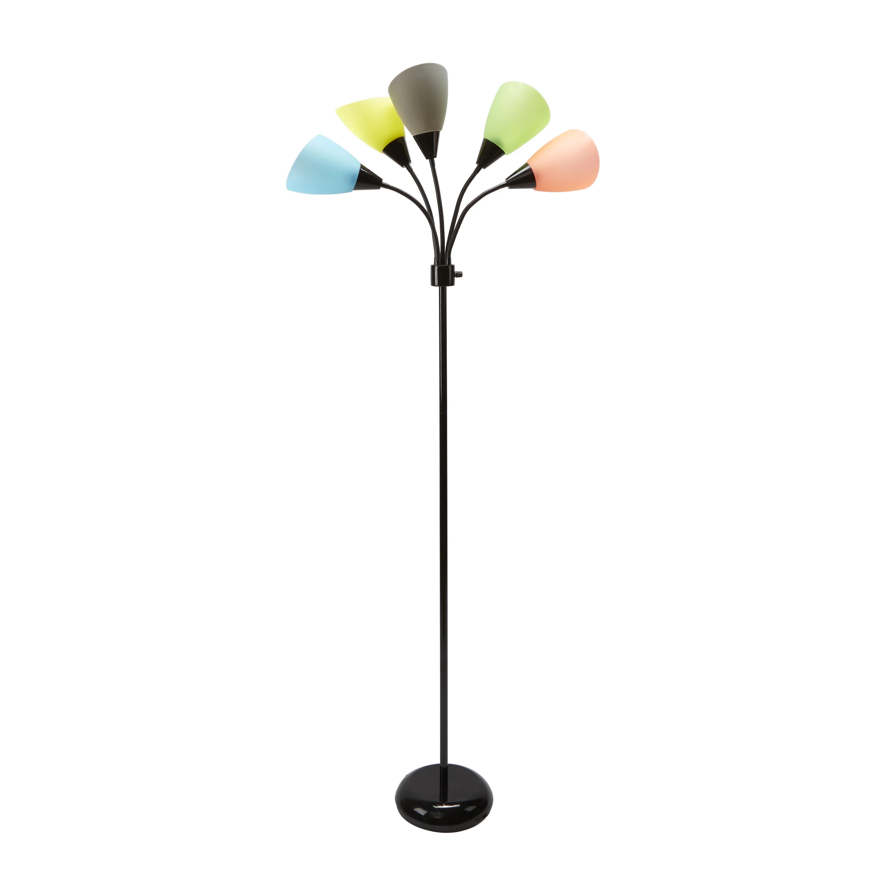 Mainstays 5-Light Multi Head Floor Lamp, Black with Multi Color Shade, Metal Material - Walmart.c... | Walmart (US)