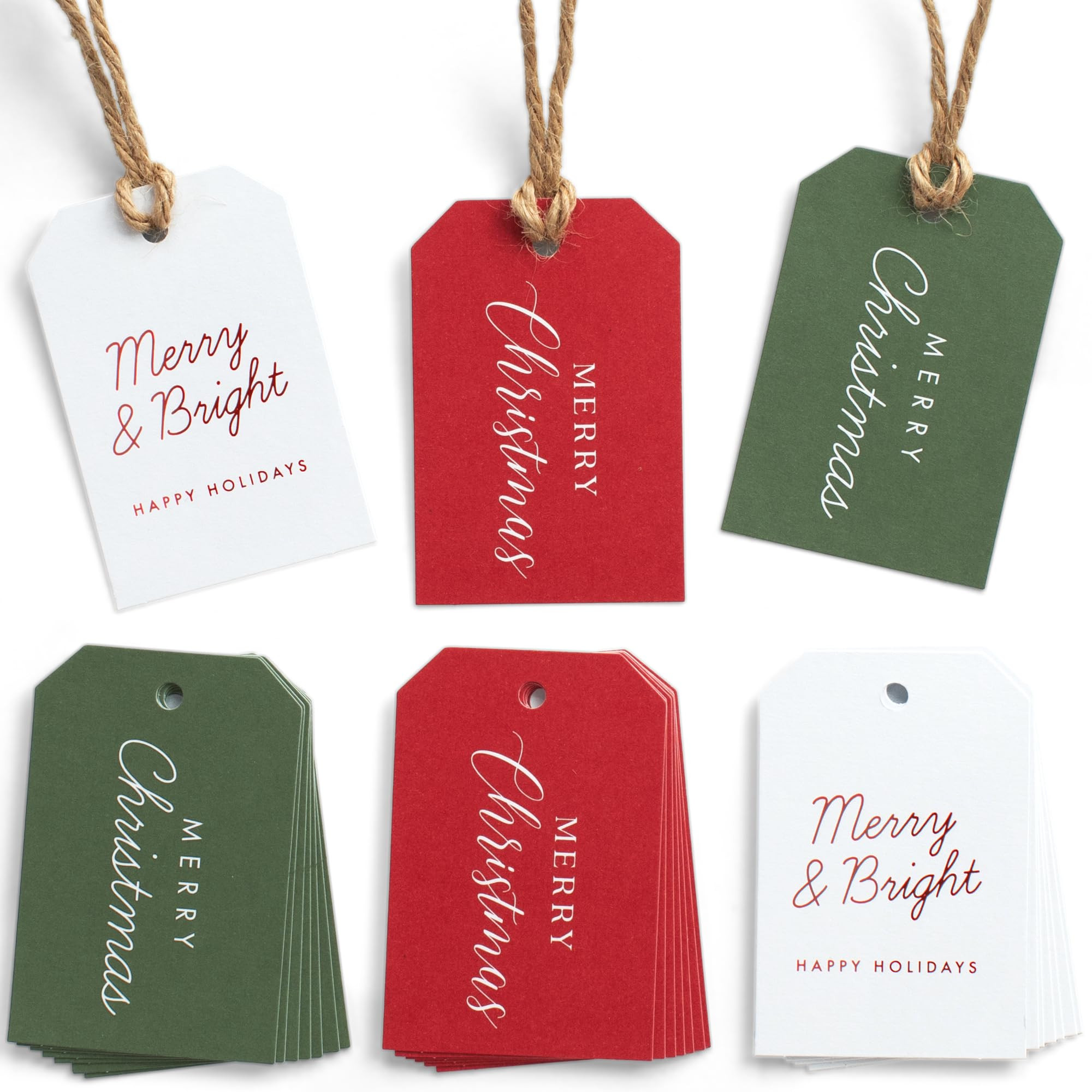 Beautiful Modern Christmas Gift Tags - 48 Quality Paper Labels with Rope for Personalizing Your H... | Amazon (US)