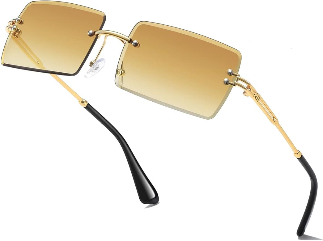 aisswzber Fashion Rimless Rectangle Sunglasses for Women Men Square Glasses Ultralight UV400 Eyew... | Amazon (US)