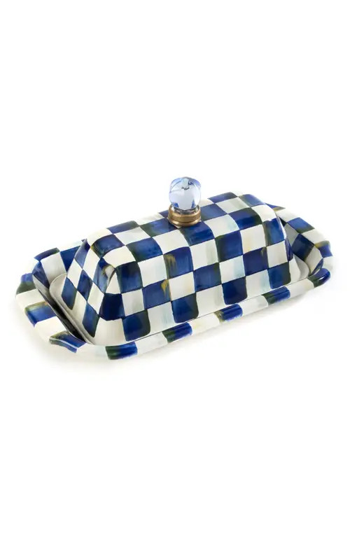 MACKENZIE CHILDS Royal Check Enameled Steel Butter Box in Blue/white at Nordstrom | Nordstrom