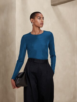 Silky Ribbed Top | Banana Republic Factory