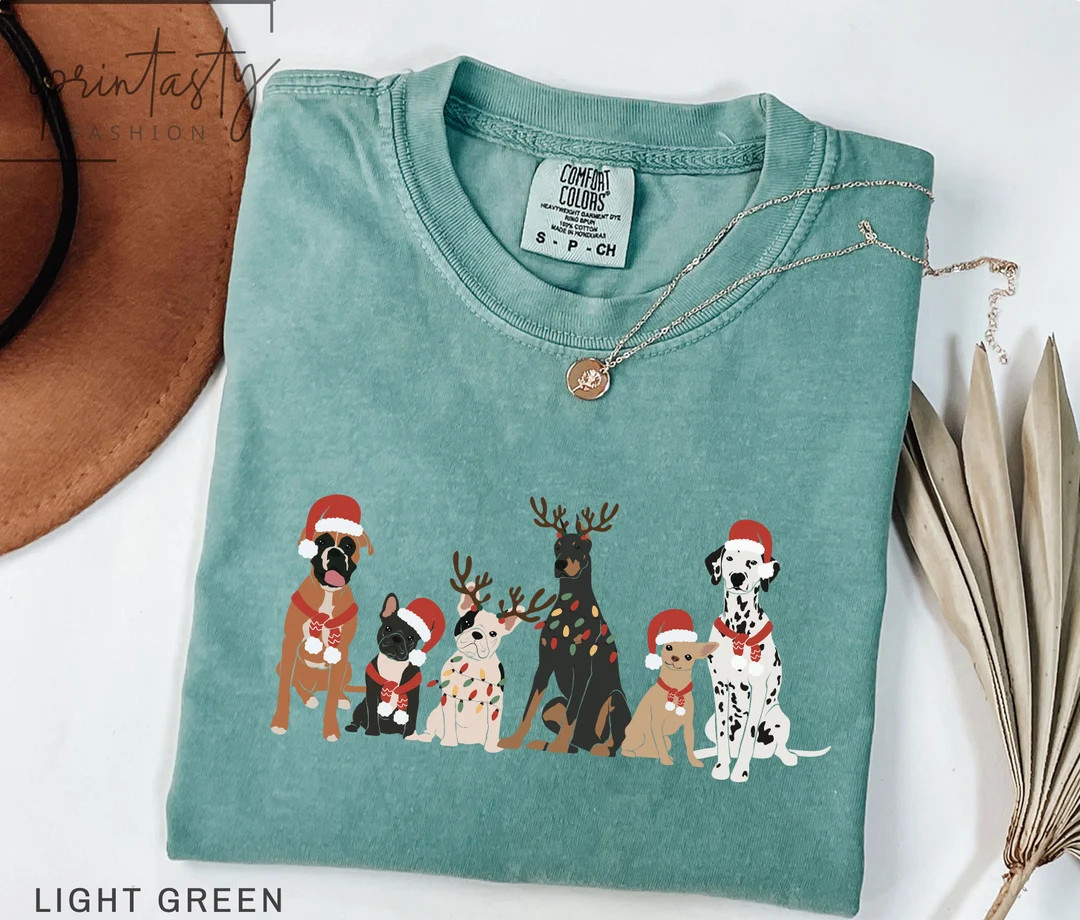 Сute Christmas Dogs T-shirt Christmas Dogs T-shirt Dog - Etsy | Etsy (US)